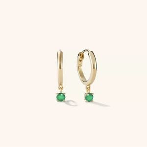 Mejuri Round Green Agate Hoops